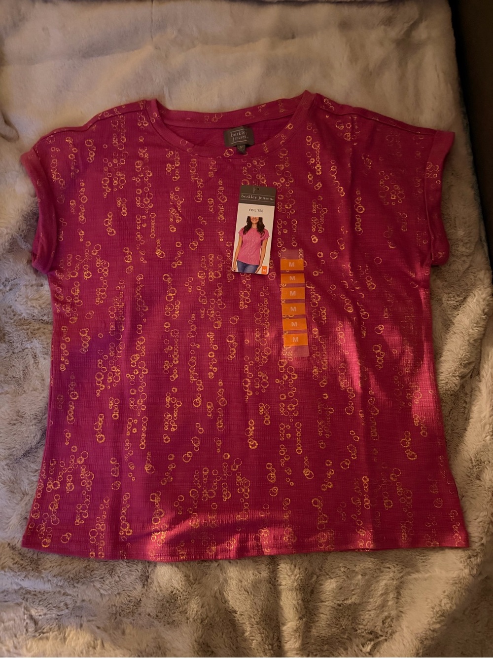 Lively Pink Short Sleeve Sequin Pattern Tee - Brand: Croft & Barrow